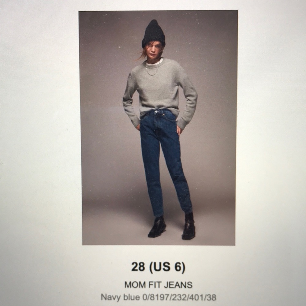 Zara MOM FIT JEANS navy blue size 28(US 6)